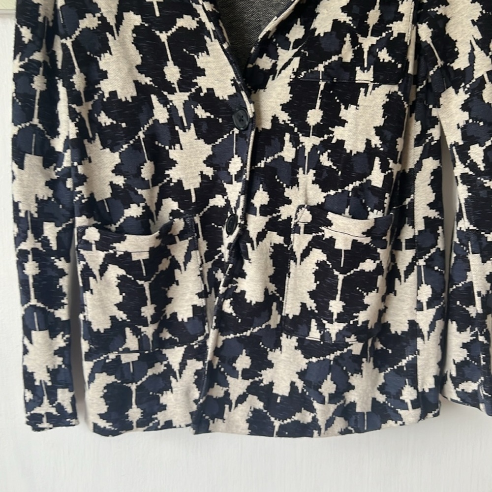 Nic+Zoe Knit Blazer Cardigan Long Sleeve Partial Closure - Blue Cream Size PP - Picture 6 of 15